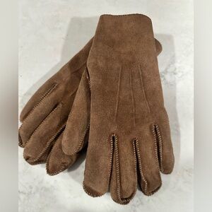 Men's Brown Vintage Suede Gloves with warm lining